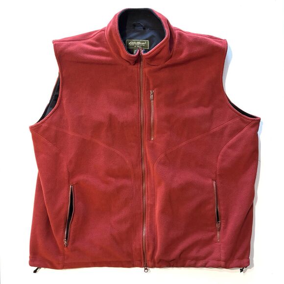 Eddie Bauer Fleece Vest Windcutter Mens Size XXL Brick Red Full Zip Outdoor Gear - Picture 2 of 14